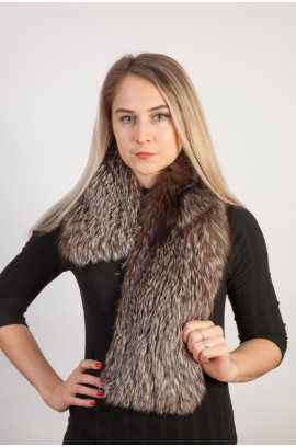 Silver fox fur scarf-collar